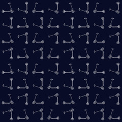 electric scooters seamless pattern. vector illustration. hand drawing