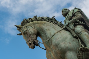Equestrian statue of Cosimo l de Medici in Florence, Italy