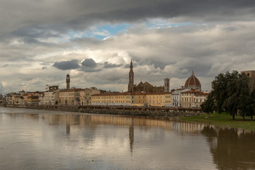 Obraz premium Florence,s cityscape with reflection in the Arno river