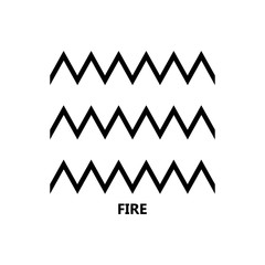 Ornamental symbol of nature element, black icon. Fire. Vector illustration on white background.