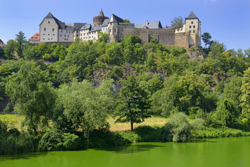 River Freiberger Mulde and Mildenstein castle in Leisnig in Saxony region, Germany