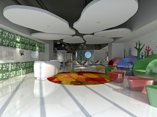 3d render of school interior