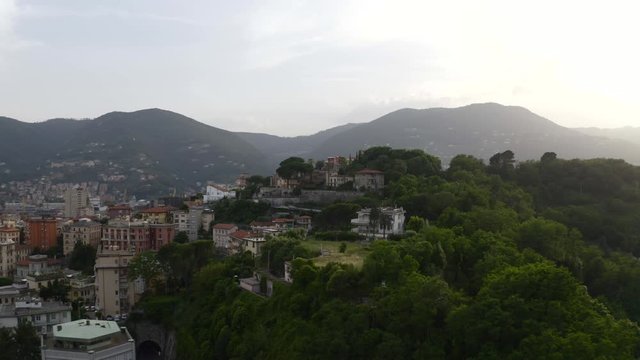 Long drone flight over the town of La Spezia, Italy