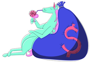 Unicorn Enjoys his Success and Leisure Time after Lots of Work - Business, Money, Wealth