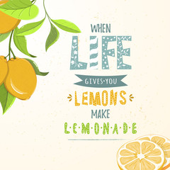 Card of lemons on light background