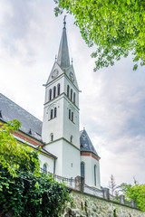 Fototapeta premium View at the Church of Saint Martin in Bled Town of Slovenia