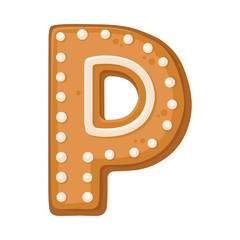 Cookies in the shape of the letter P. Vector illustration on a white background.