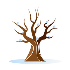 Leafless winter tree, vector art illustration.