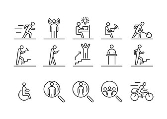 Business people icon set simple line flat illustration