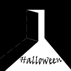 Light through an open door for halloween, vector art illustration.