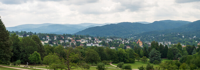 Fototapeta na wymiar Baden Baden, Germany - Aug 3rd, 2019: Baden-Baden is a spa town in southwestern Germany's Black Forest, near the border with France.