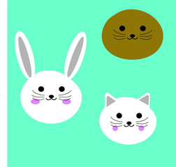 cute rabbit, kitty and Navy seal kawaii style