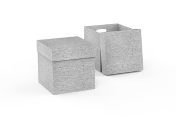 Empty white cardboard box packaging container for transportation, storage and keeping, hard paper box mock up template on isolated white background, 3d illustration