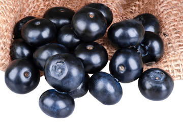 Ripe blueberries isolated on white background