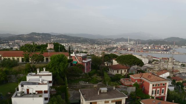 Aerial of the Italian town&nbsp;La&nbsp;Spezia