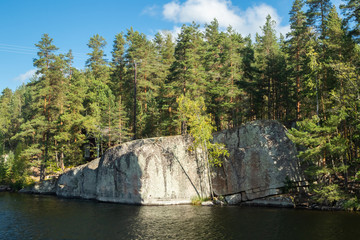 Fototapeta na wymiar The Verla rock painting in Valkeala, Finland