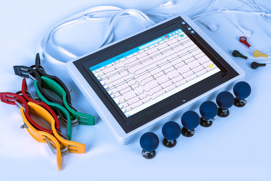 Telemedical doctor monitoring. Telemedicine concept - patient monitoring, cardiogram determination
