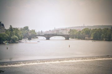panorama of charles bridge in prague
