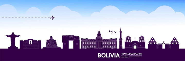 Bolivia travel destination grand vector illustration.
