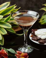 Chocolate drink in martini glass