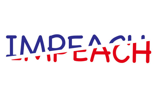 illustration of blue and white letters with the word impeach