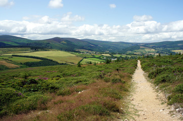 Sunday walk trail leading through the Dublin hills.Ireland.