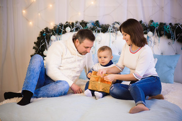 Beautiful family enjoying their holiday time together and having fun