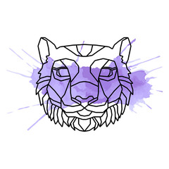 Abstract polygonal head of a tiger. Geometric linear tiger. Vector.