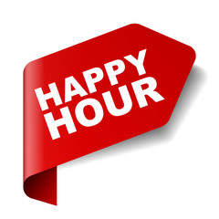 red vector banner happy hour