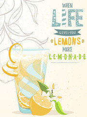 Glass of lemonade and lemonscard