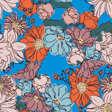 Floral seamless pattern. Vector design for paper, fabric, interior decor and cover