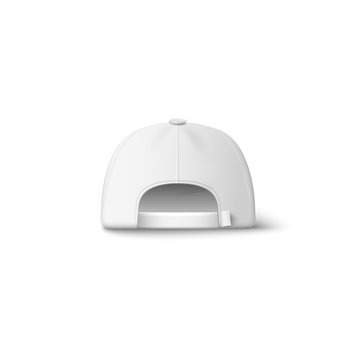 White cap hat from back view - realistic isolated mockup.
