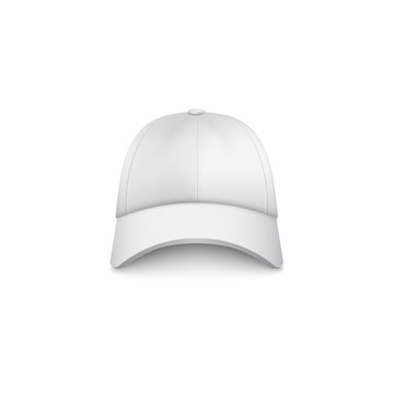 White cap mockup from front view - realistic cotton baseball hat