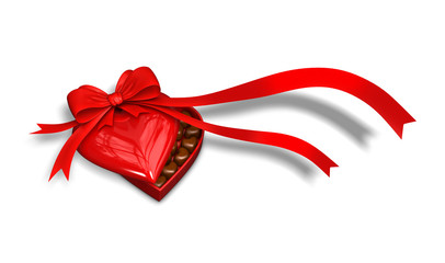 3d rendering by heart and red ribbon