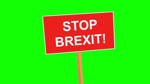 Brexit placards animated on coloured loop background. Brexit crisis concept. 4k