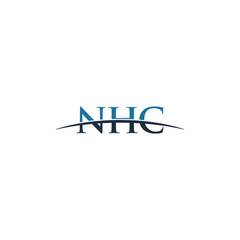 Initial letter NHC, overlapping movement swoosh horizon logo company design inspiration in blue and gray color vector