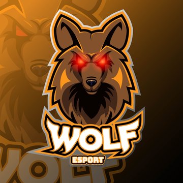 E-sport team logo design with wolf Free Vector