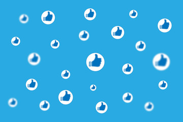 blue background with various like signs