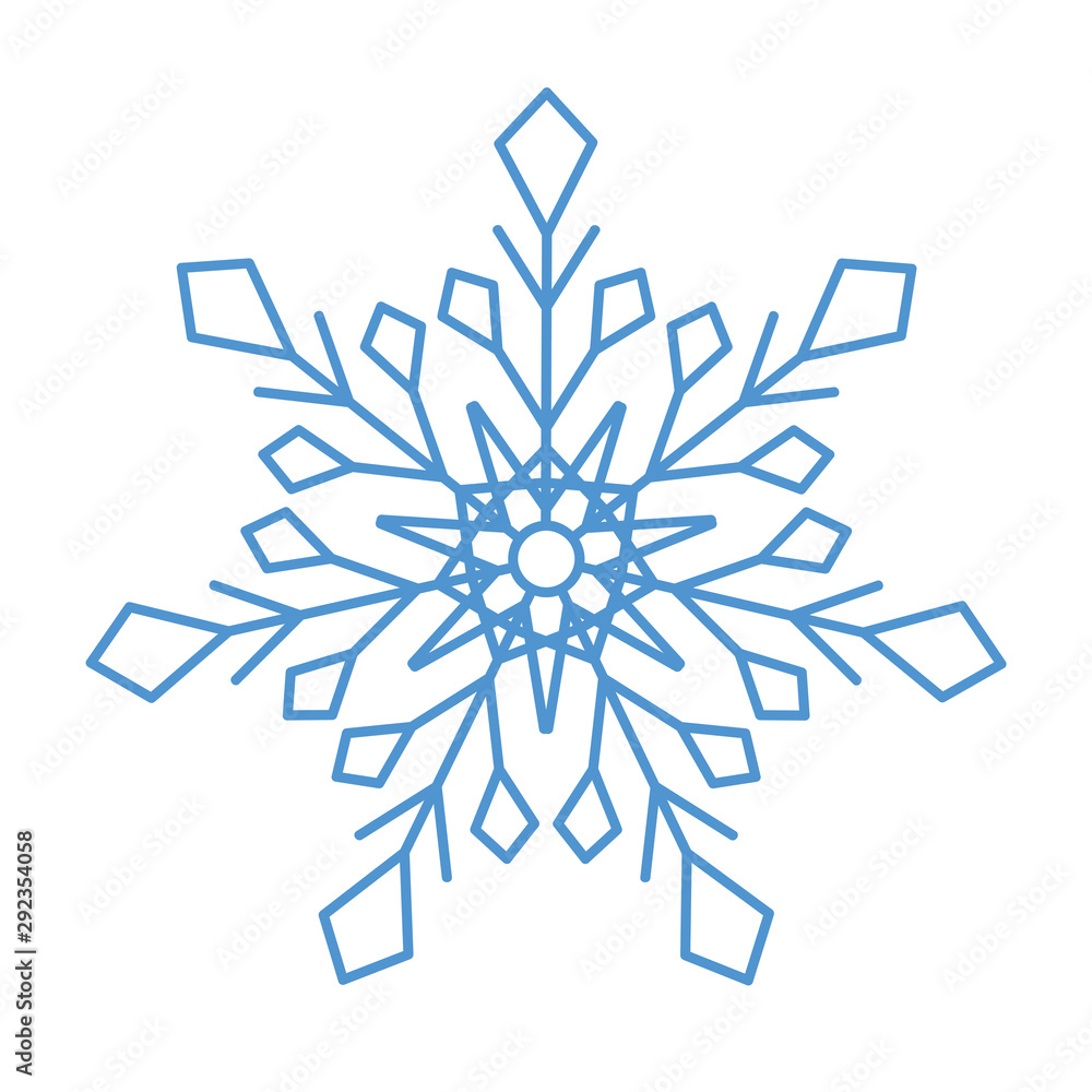 Canvas Prints Flat snowflakes. Winter snowflake crystals, christmas snow shapes and frosted cool blue icon, cold xmas season frost snowfall decoration. Vector isolated symbol