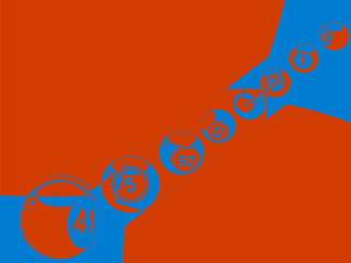 Abstract bingo lottery balls on red background