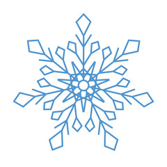 Flat snowflakes. Winter snowflake crystals, christmas snow shapes and frosted cool blue icon, cold xmas season frost snowfall decoration. Vector isolated symbol
