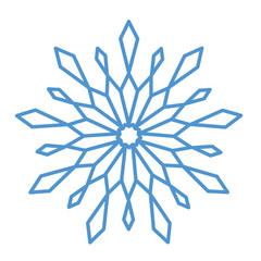 Flat snowflakes. Winter snowflake crystals, christmas snow shapes and frosted cool blue icon, cold xmas season frost snowfall decoration. Vector isolated symbol