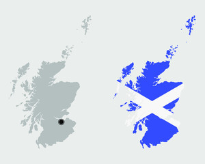 Contour of Scotland in grey and in flag colors