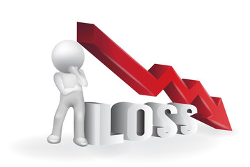 3d Small People - loss graph symbol logo vector design