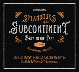 Retro Styled Antique Font. Vintage Hand Drawn Typeface Duo. Original Letters and Numbers. Vector