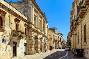 Obraz na płótnie Canvas Lecce is called the Baroque Florence, as well as the Baroque Capital of Puglia. The city owes its Golden color of its buildings of local limestone 