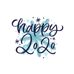 Hand drawn lettering card. The inscription: happy 2020. Perfect design for greeting cards, posters, T-shirts, banners, print invitations. Christmas card.