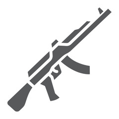 AK47 glyph icon, rifle and military, machine gun sign, vector graphics, a solid pattern on a white background.