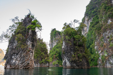 Mountain in the water at Ratchaprapha Dam, Guilin, Thailand