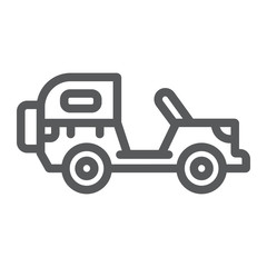 Army vehicle line icon, army and transport, military car sign, vector graphics, a linear pattern on a white background.